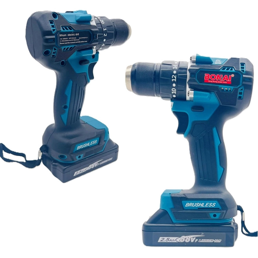 Trade Shop - Set Trapano Elettrico Avvitatore A Batteria 2 Velocità Punte Borsa Attrezzi 2 Batterie -