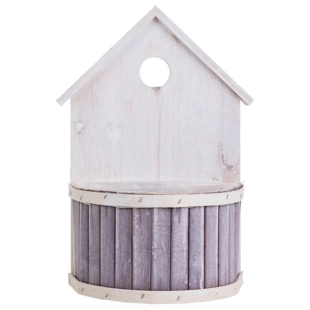 Supporto per fioriera rotondo in bambù grigio 20x11x27/10H cm