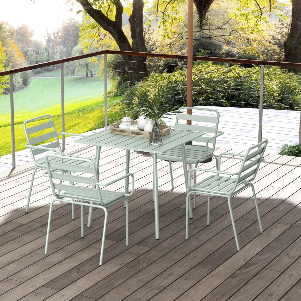 Set tavolo e sedie da giardino 5 pezzi ¨C zephmum ¨C verde chiaro, acciaio