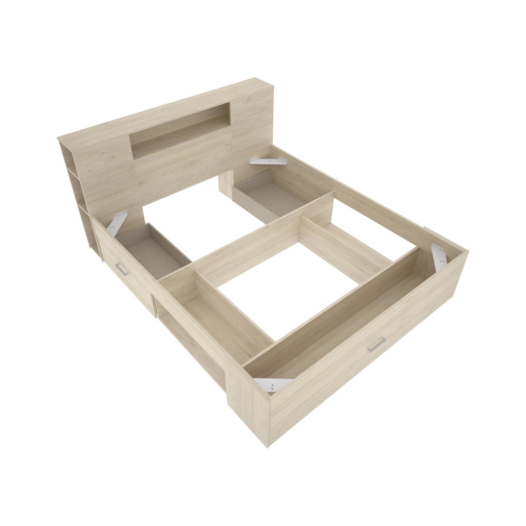 Murlo, Letto Matrimoniale Contenitore, Marrone Rovere