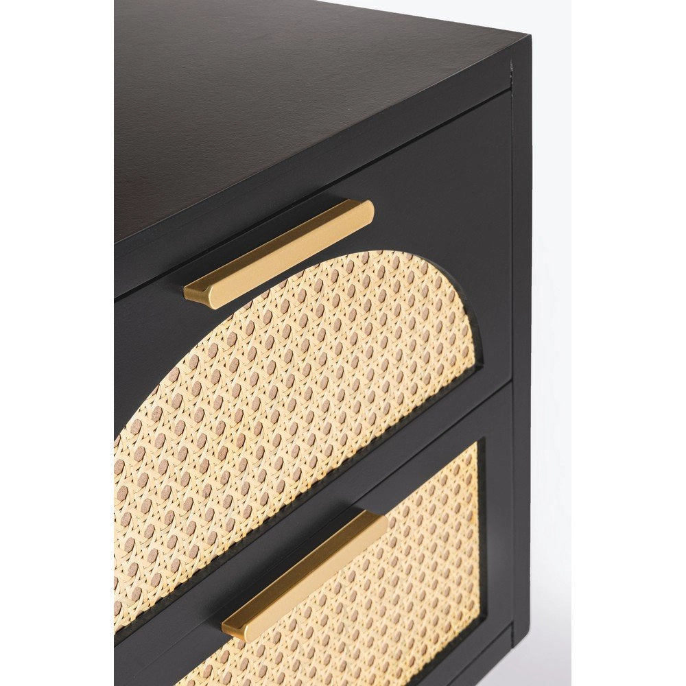 Cassettiera 2 Cassetti Legno Nero Boho da Interno - JOSIE