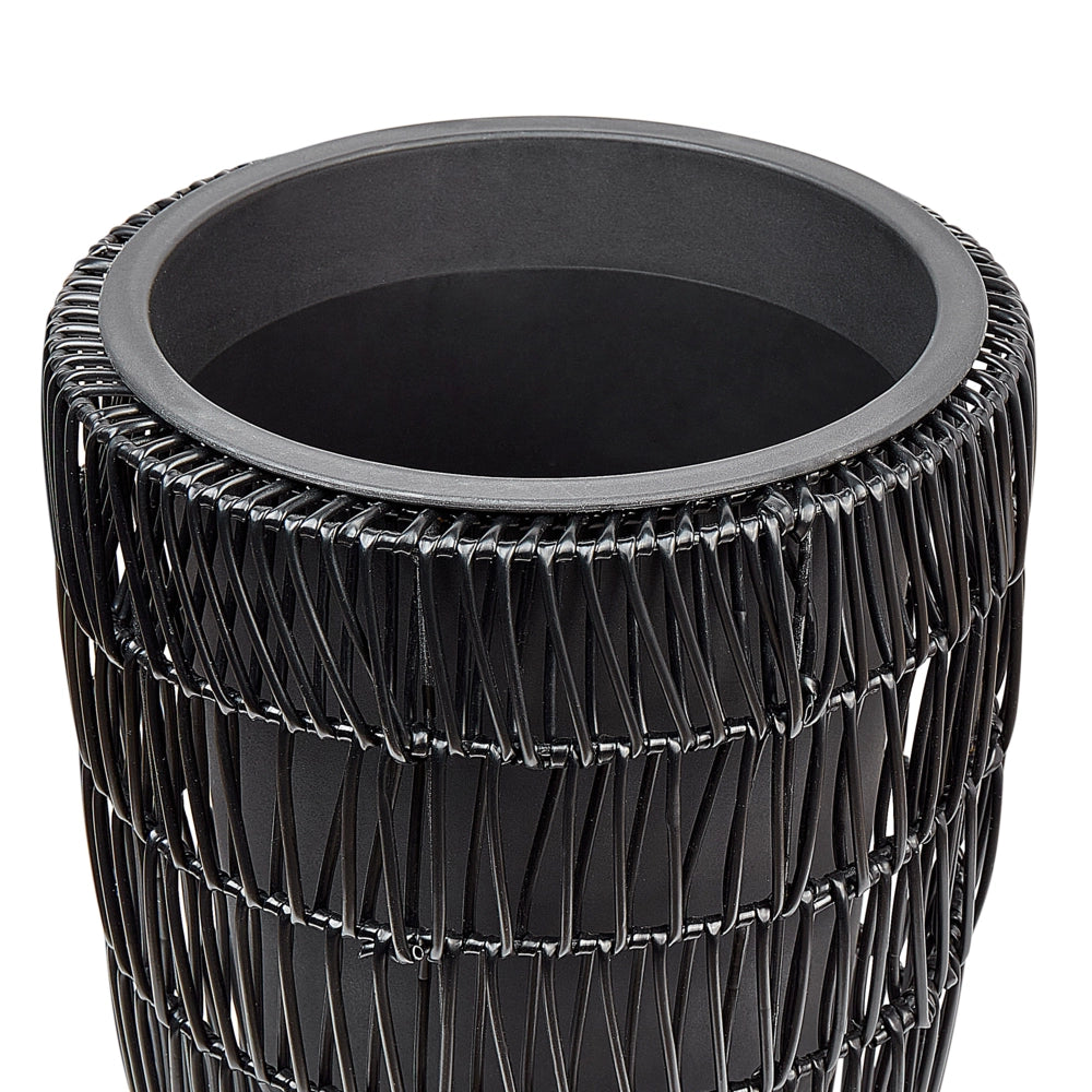 Set di 2 vasi in finto rattan con inserto nero per interni ed esterni