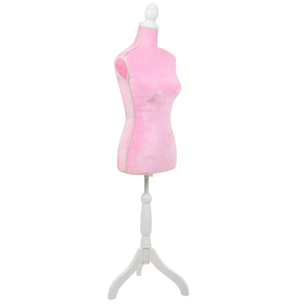 Manichino in legno e schiuma rivestito in tessuto rosa 24x37,5x168h