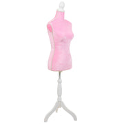 Manichino in legno e schiuma rivestito in tessuto rosa 24x37,5x168h