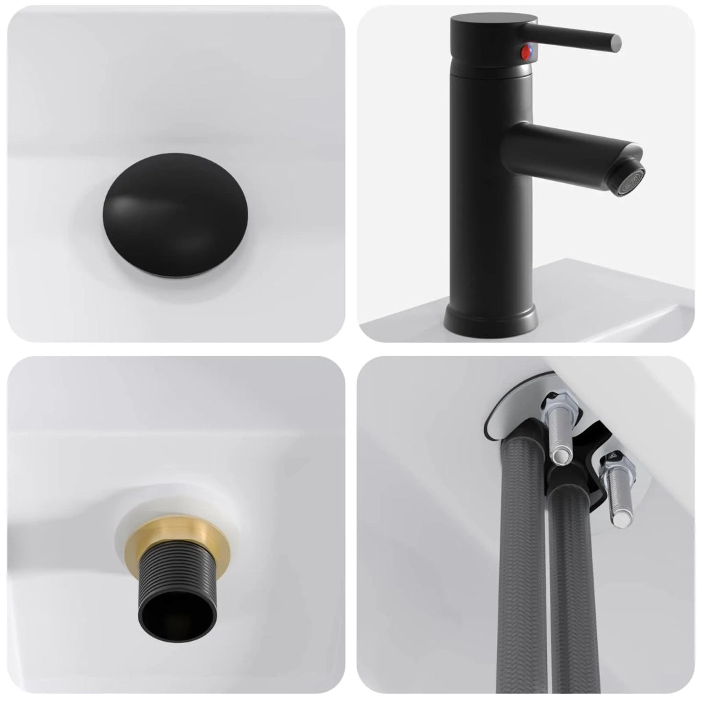 Lavabo da bagno Nero Opaco 45,5 x 25,5 x 13 cm Metallo CFW3817943