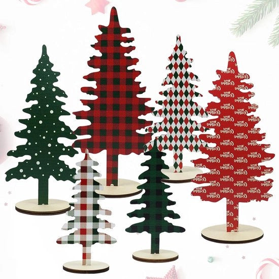 Mini alberi di Natale in legno miniatura 15/20/26 cm per decorazione di Natale