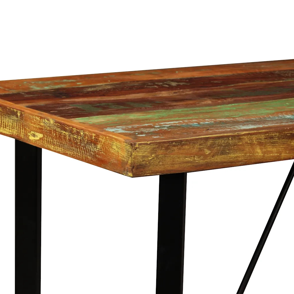 Set da Bar 5 pz in Legno Massello di Recupero e Vera Pelle cod mxl 31318