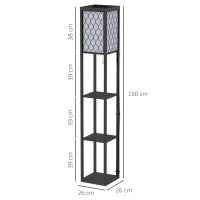Lampada Lampadina da Terra Salvaspazio con Ripiani Durevole Cotone, MDF 26 x 26 x 160 cm Nero, bianco