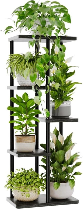 Piantiera metallica alta 5 livelli nera - Grande supporto standard per più piante Supporto per piante per terrazza, giardino, angolo, balcone e salotto
