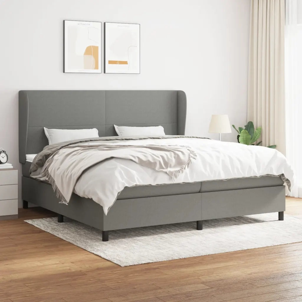 Giroletto a Molle con Materasso Grigio Scuro 200x200 cm Tessuto cod mxl 59792