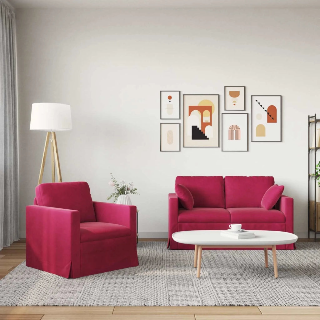 Set di divani 2 pcs Rosso Vino 138 x 78 x 80 cm Velluto