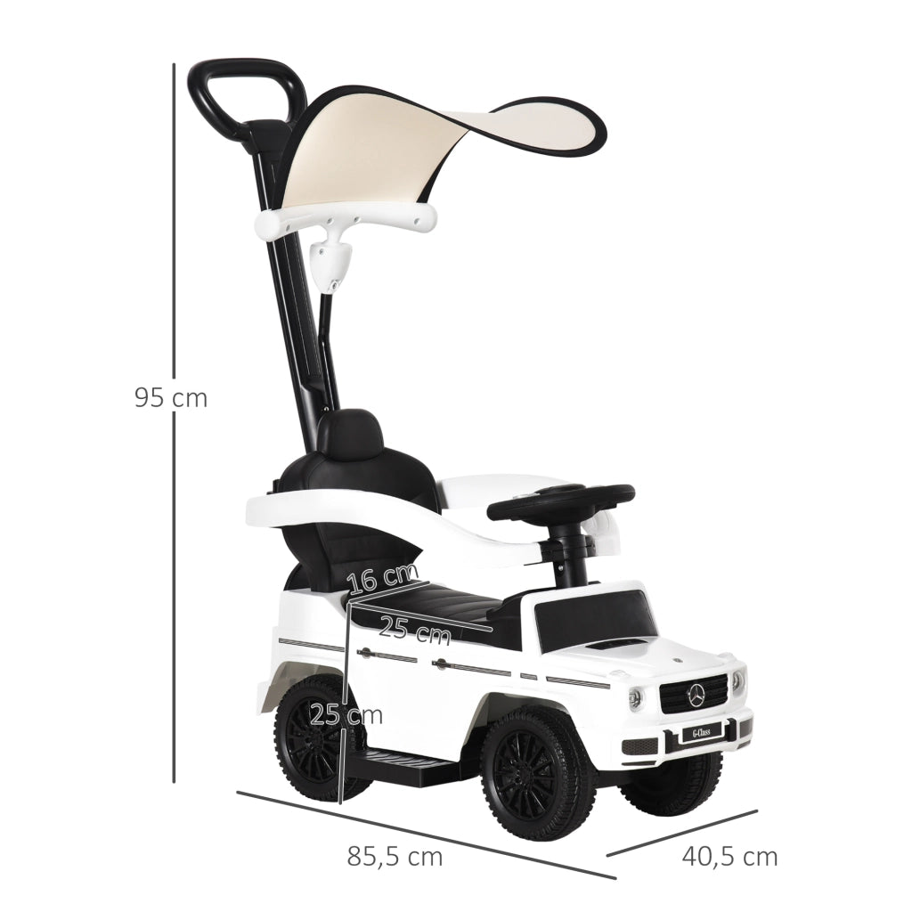 EasyComfort Macchina a Spinta per Bambini 12-36 Mesi con Licenza Mercedes, Tettuccio e Maniglia di Spinta, 85.5x40.5x95 cm, Bianco