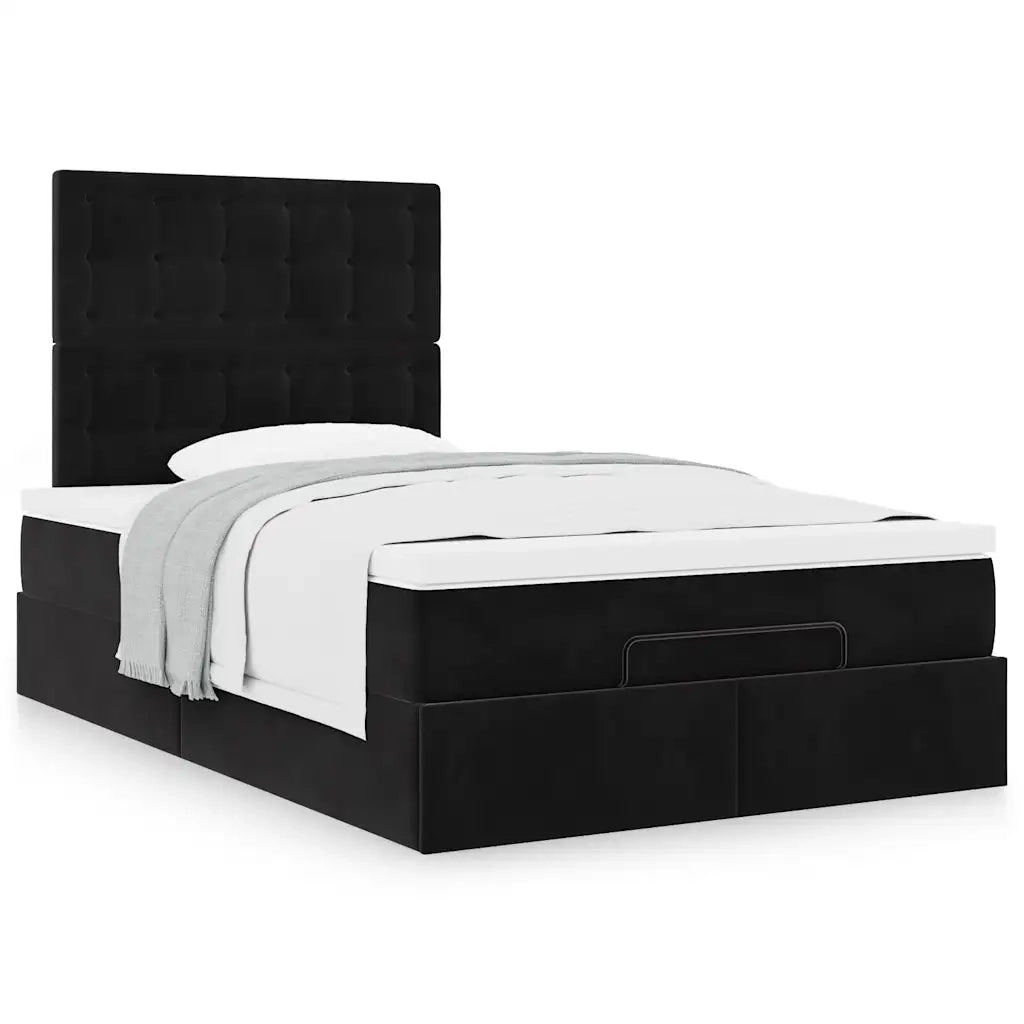 Struttura Letto Pouf con Materassi Nero 120x200 cm Velluto 3313609