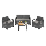 Salottino Outdoor Mioglia, set Salotto da Esterno 4 Posti Made in Italy, Grigio Antracite