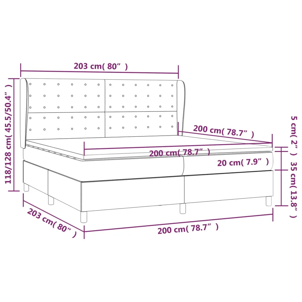 Giroletto a Molle con Materasso Grigio Chiaro 200x200cm Velluto 3129471