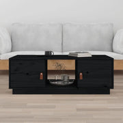 Tavolino da Salotto Nero 100x50x35 cm Legno Massello di Pino 818269