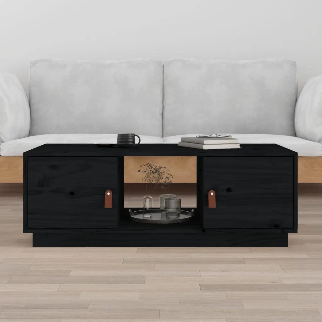 Tavolino da Salotto Nero 100x50x35 cm Legno Massello di Pino 818269
