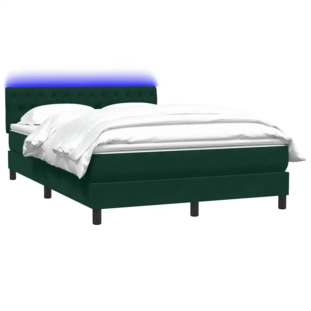 Letto a Molle con Materasso e LED Verde Scuro 160x210 cm Velluto 3317178