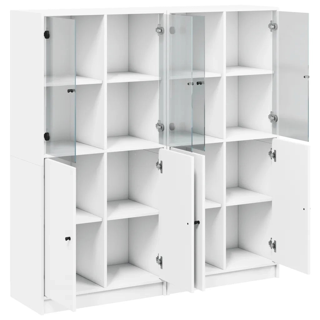 Libreria con Ante Bianca 136x37x142 cm in Legno Multistrato 616516