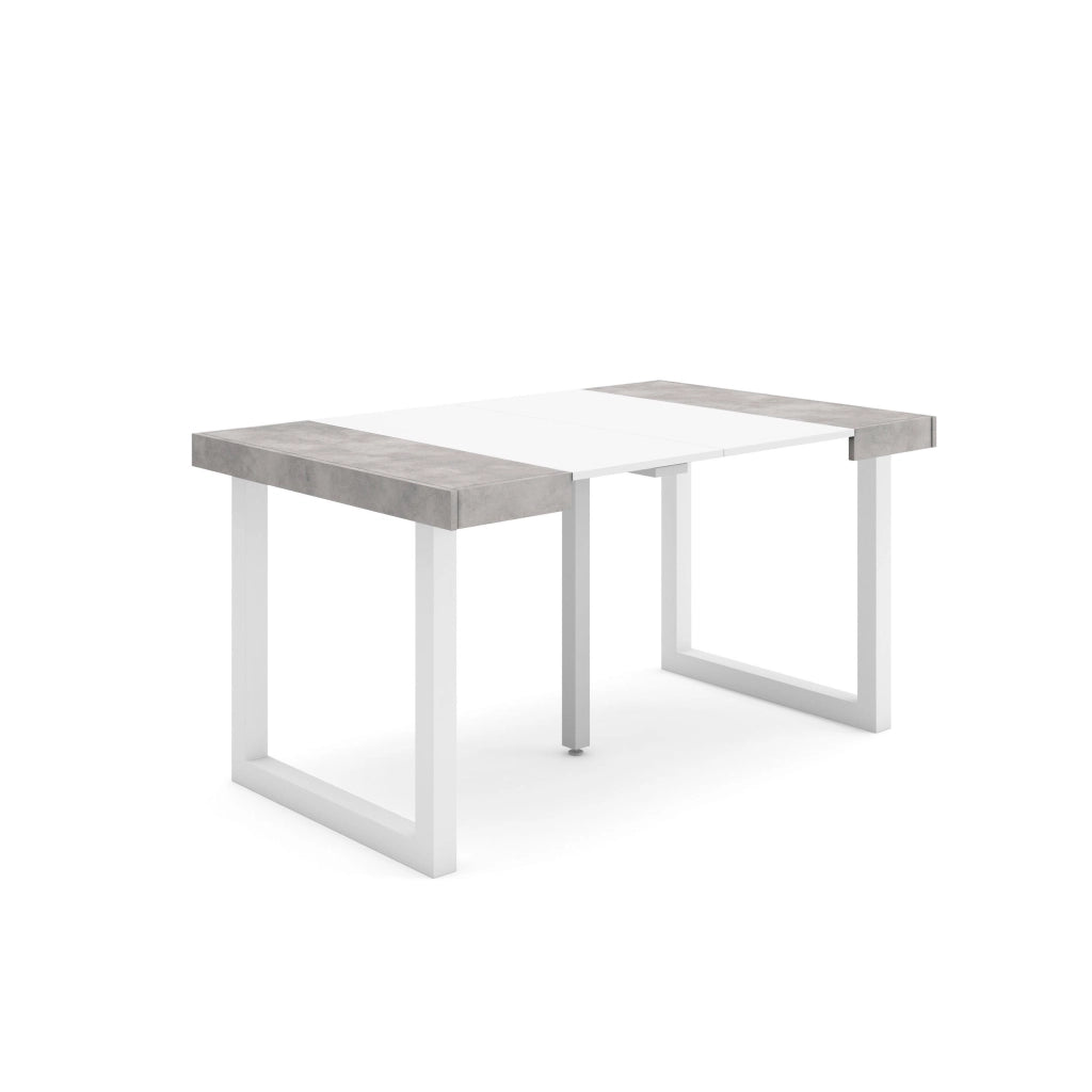 Consolle allungabile, 58 fino 140x90x73cm, Per 6 persone, Gambe in legno, grigio cemento RF2717