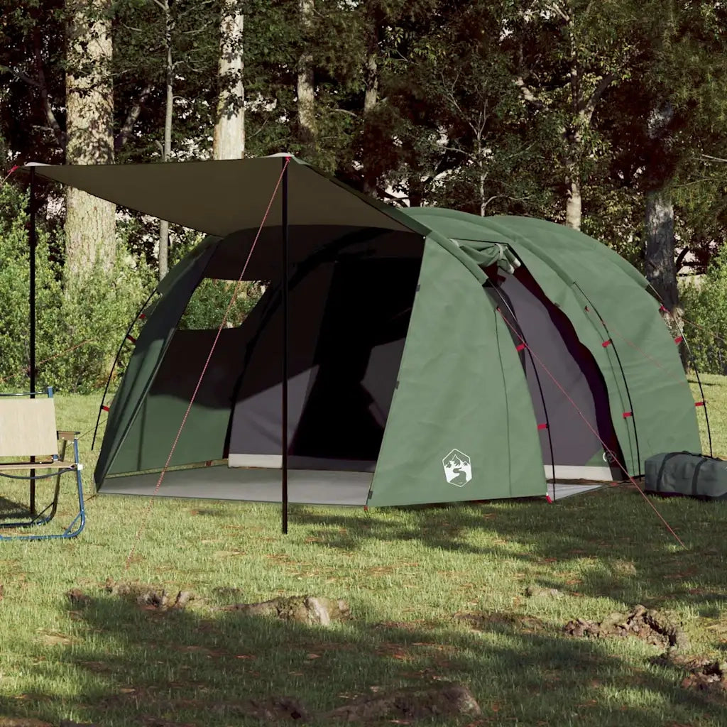 Tenda da Campeggio a Tunnel per 4 Persone Verde Impermeabile 94397