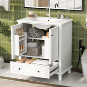 Mobile bagno sospeso con lavabo in ceramica integrato, bianco, 76 x 46 x 87 cm