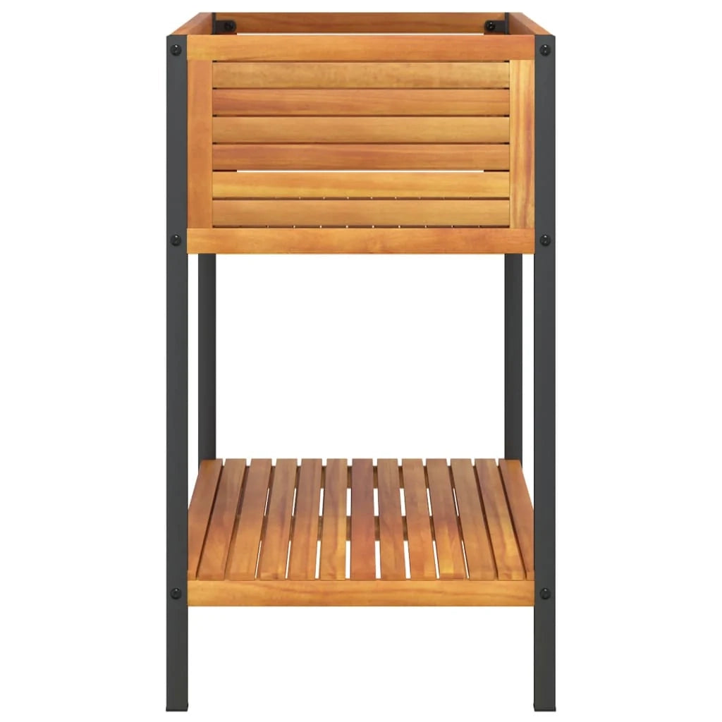 Vassoio per fioriera aiuola rialzata piante fiori terrazza giardino e mensola 80 x 45 x 80 cm legno massello di acacia e acciaio marrone 02_0038619