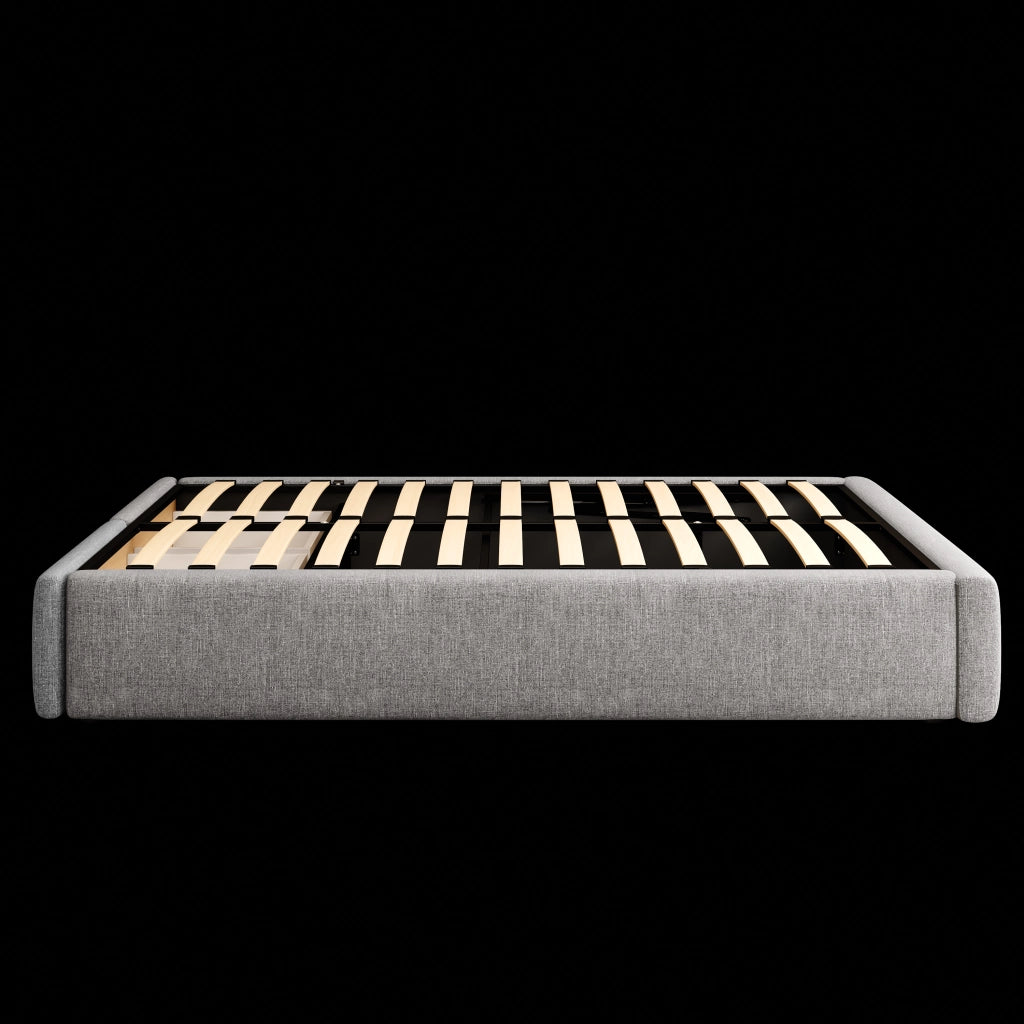 LETTO imbottito 140x200 cm grigio con contenitore idraulico e 2 cassetti