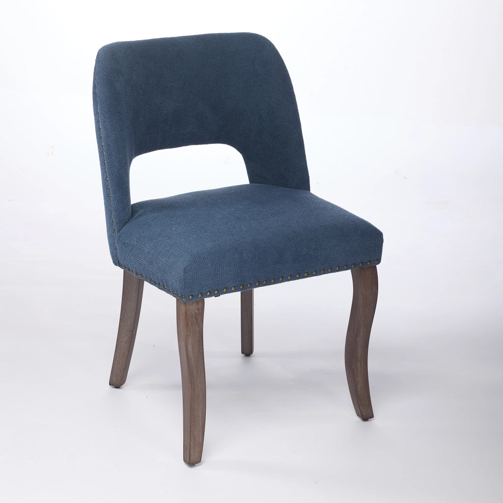 Sedia da pranzo in legno set di 2 - Zephmum- Moderna imbottita in tessuto blu
