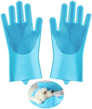 Manicotti per cani in silicone blu - 1 coppia - trattamento pelle - detergente per cani - utilizzo comodo - manicotti per lavaggio cani