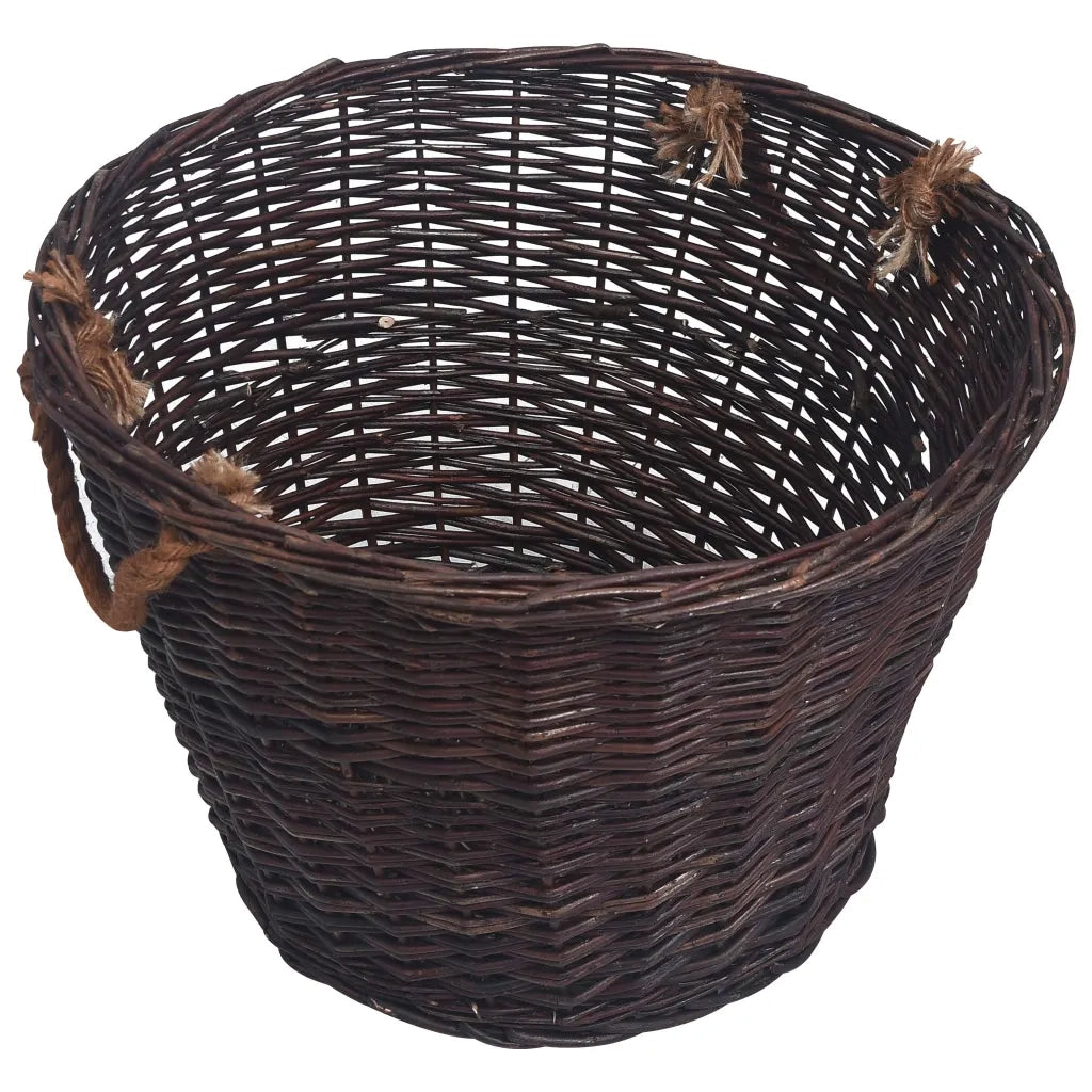 Set Cestini Portalegna Impilabili 3 pz Marrone Scuro in Salice 286986
