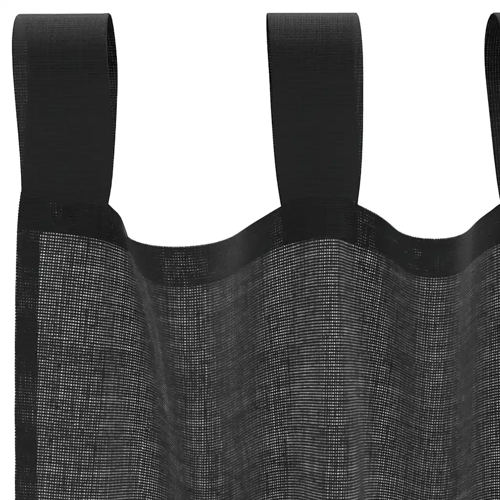 Tende in Voile con Linguetta 2 pz Nero 4102256