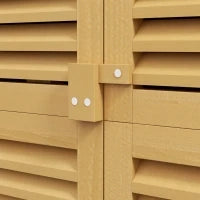 Casetta da Giardino i Legno a 4 Ripiani con Anta a Persiana, 87x46.5x160 cm, Giallo e Verde