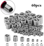 Draadmouwen in acciaio inossidabile - 60 pezzi - Connettore a vite - Forma a spirale - Duraturo - Resistenti agli urti - Viti insertabili