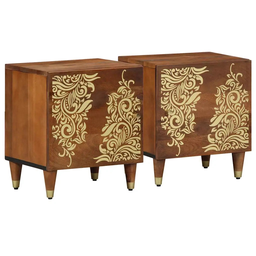 Set di 2 Comodini | Armadio da Notte | Mobiletto da notte con porta Marrone miele 40 x 33 x 46 cm