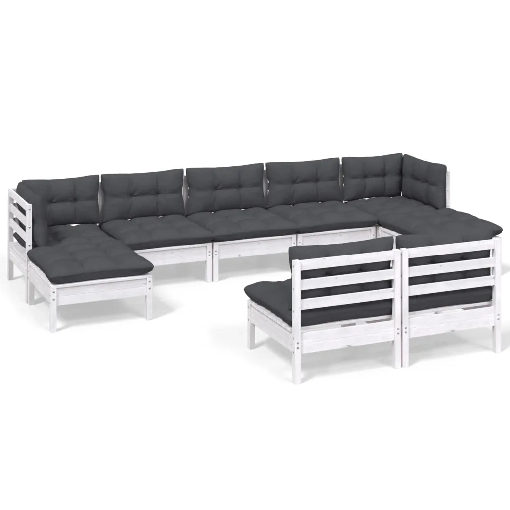 Set Divani da Giardino 9 pz con Cuscini Bianchi Legno di Pino cod mxl 44707