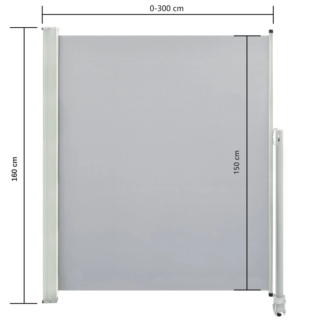 Tenda da sole laterale retrattile/schermo privacy per patio giardino terrazza balcone 160 x 300 cm grigio 02_0007274
