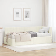 Struttura Letto Angolare con Materasso 2 pcs Crema Velluto