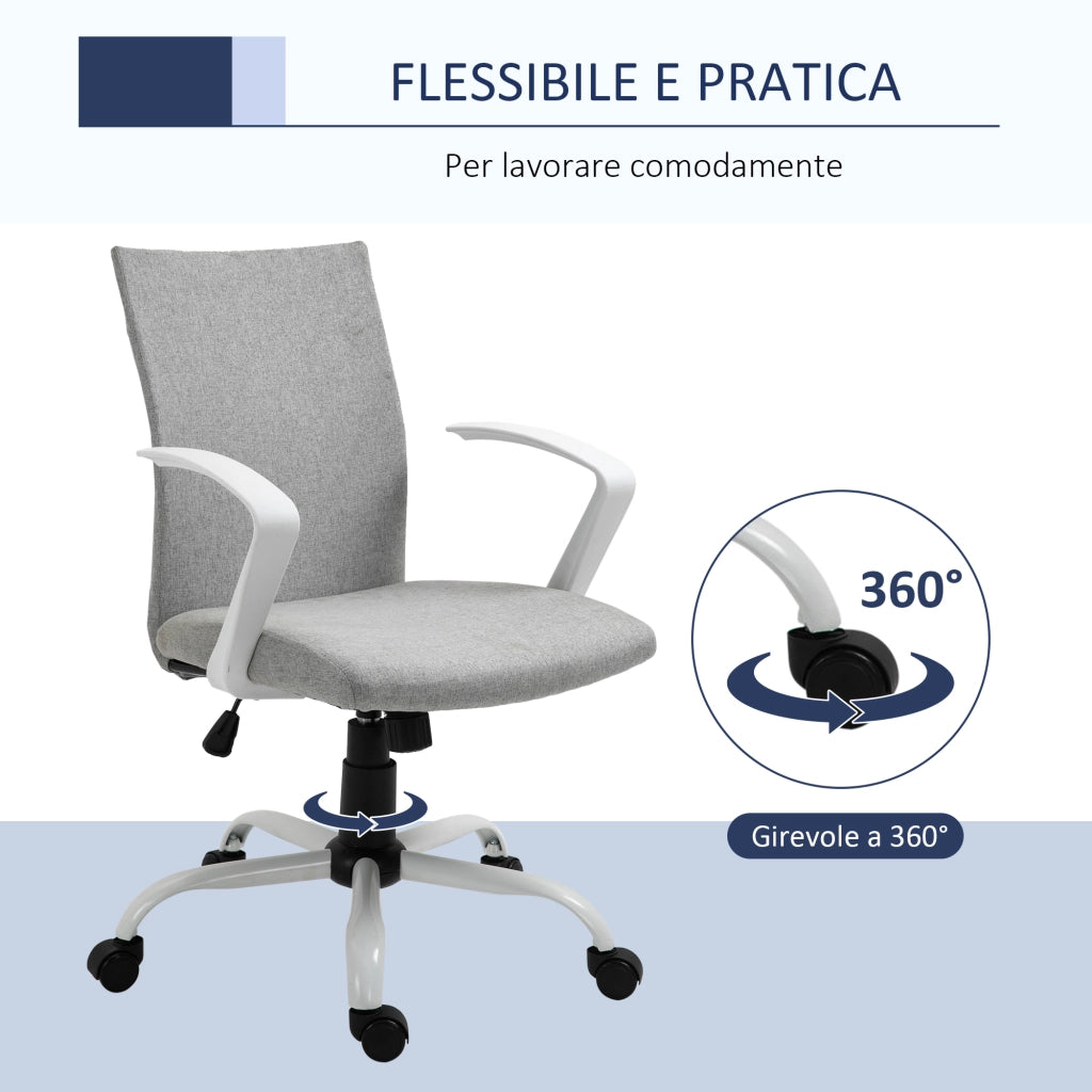Sedia da Ufficio Girevole Regolabile in Tessuto ¨C zephmum ¨C Grigio Chiaro 61x61x89-99 cm