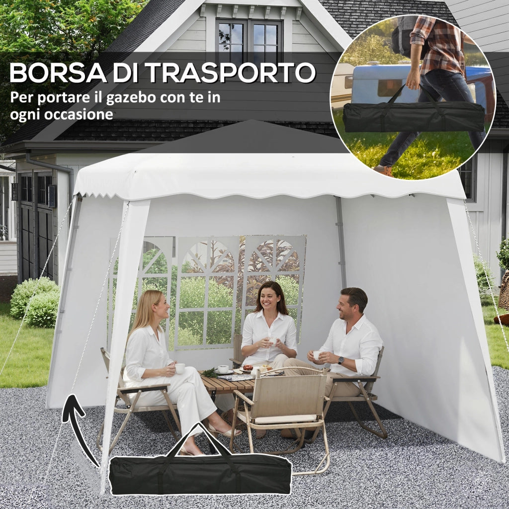 Gazebo da Giardino Pieghevole ad Altezza Regolabile in Acciaio e Tessuto Oxford, 2.4x2.4x2.5m