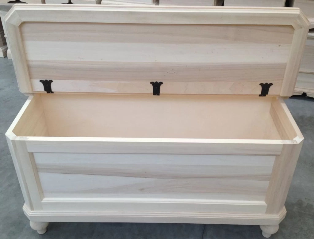 Cassapanca in legno grezza l.120 p.45 h.59 (956) - Mobili 2G