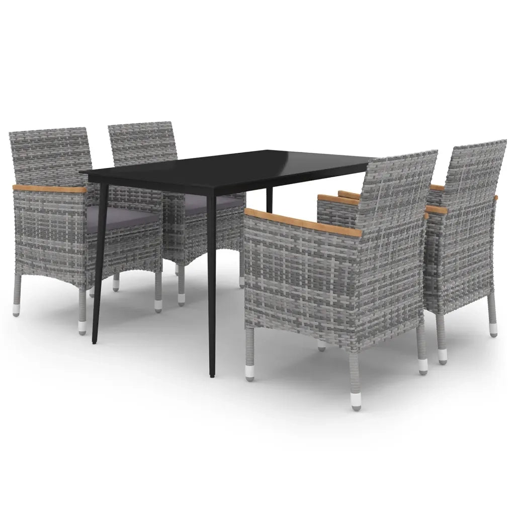 Set da Pranzo per Giardino 5 pz con Cuscini Polyrattan e Vetro cod mxl 38818