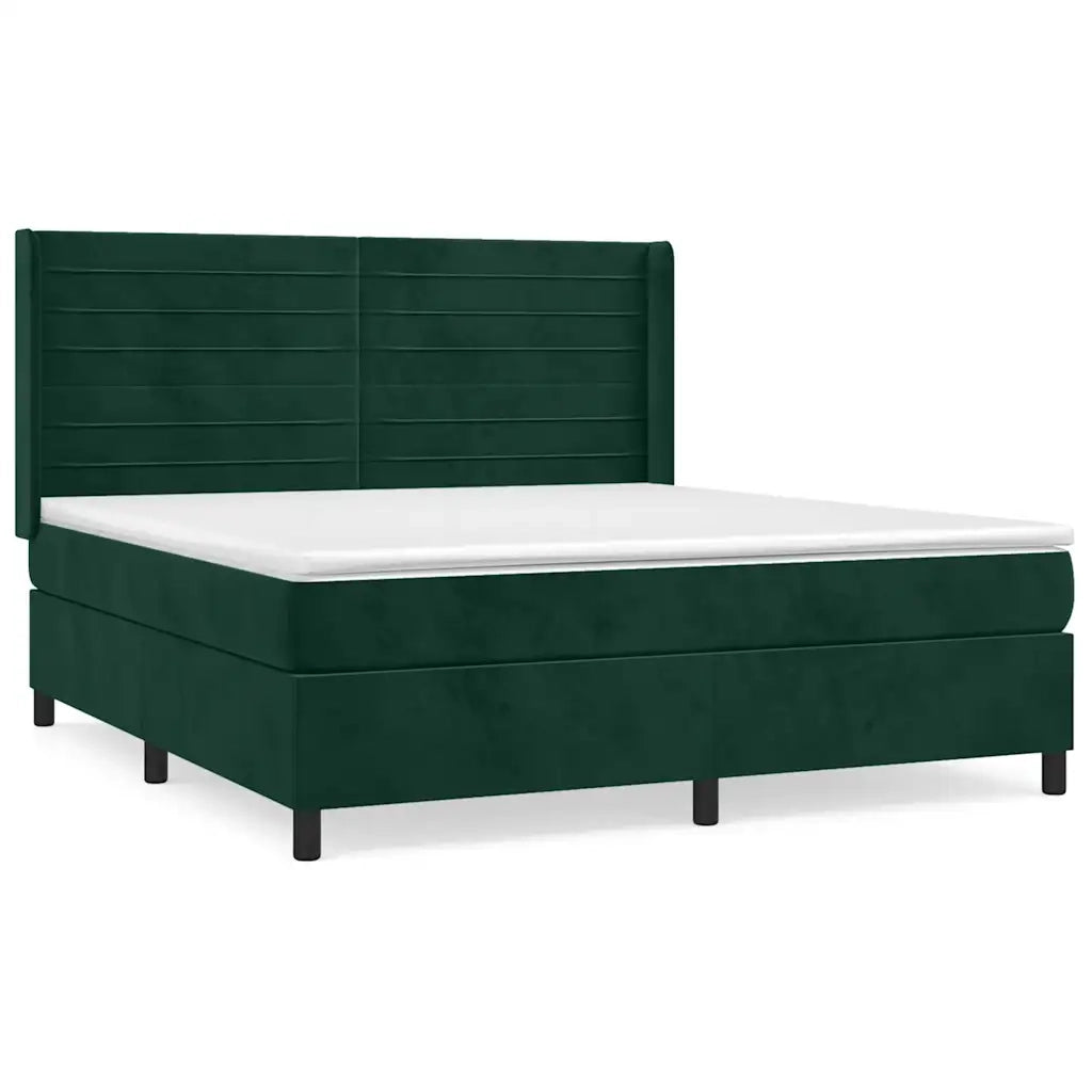 Giroletto a Molle con Materasso Verde Scuro 160x200 cm Velluto 3132750