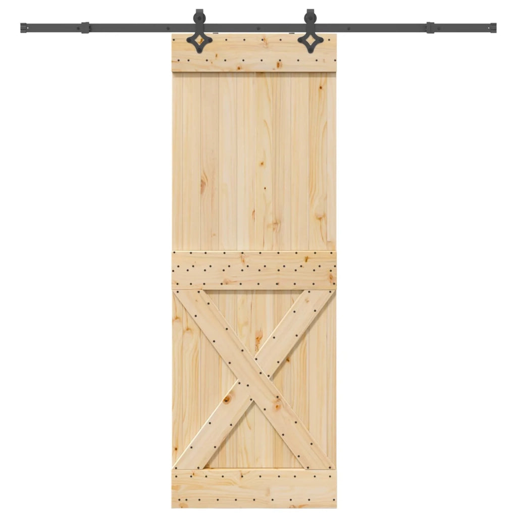 Porta scorrevole NARVIK Naturale e Nero 80 x 210 cm (213,5 cm) 3445378