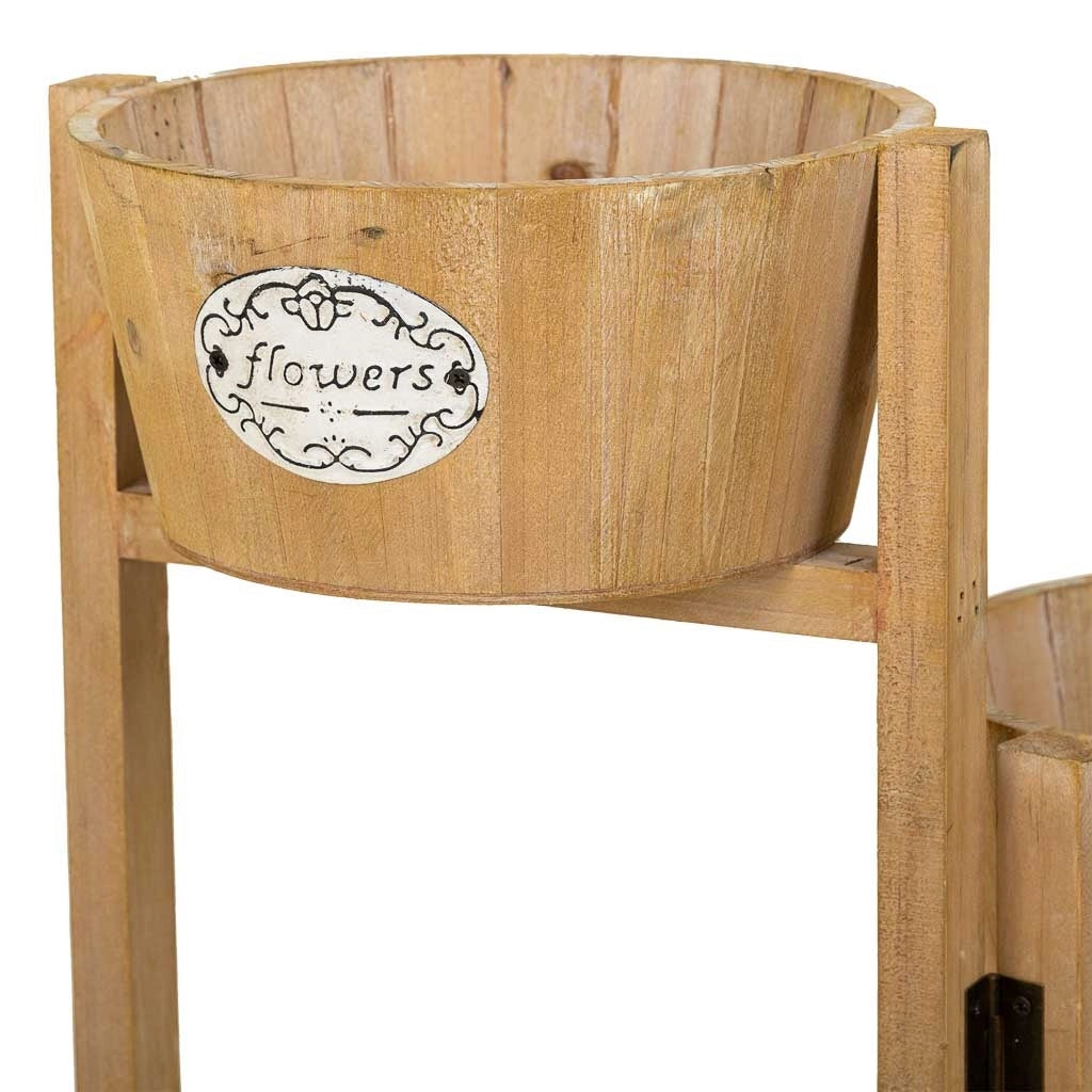 Supporto con 5 cesti in legno marrone 124x20x90,5h