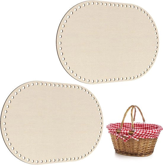 Due pezzi di base per maglia in legno - Base per maglia ovale in legno - Base per maglia in legno Blanco - Base per maglia con filo per maglia - Base per maglia per decorazione domestica - Accessori per maglia - 118 x 78 cm.