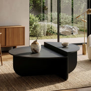Tavolino Basso da Salotto Tondesdaslo con 2 Piani Semicircolari di Diverse Misure - Grigio Scuro [en.casa]