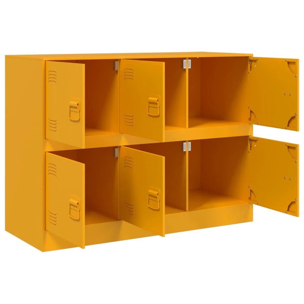 Buffet credenza cassettiera armadio mobile contenitore organizer per cucina soggiorno salotto giallo senape 99 x 39 x 73 cm acciaio giallo 02_0035711