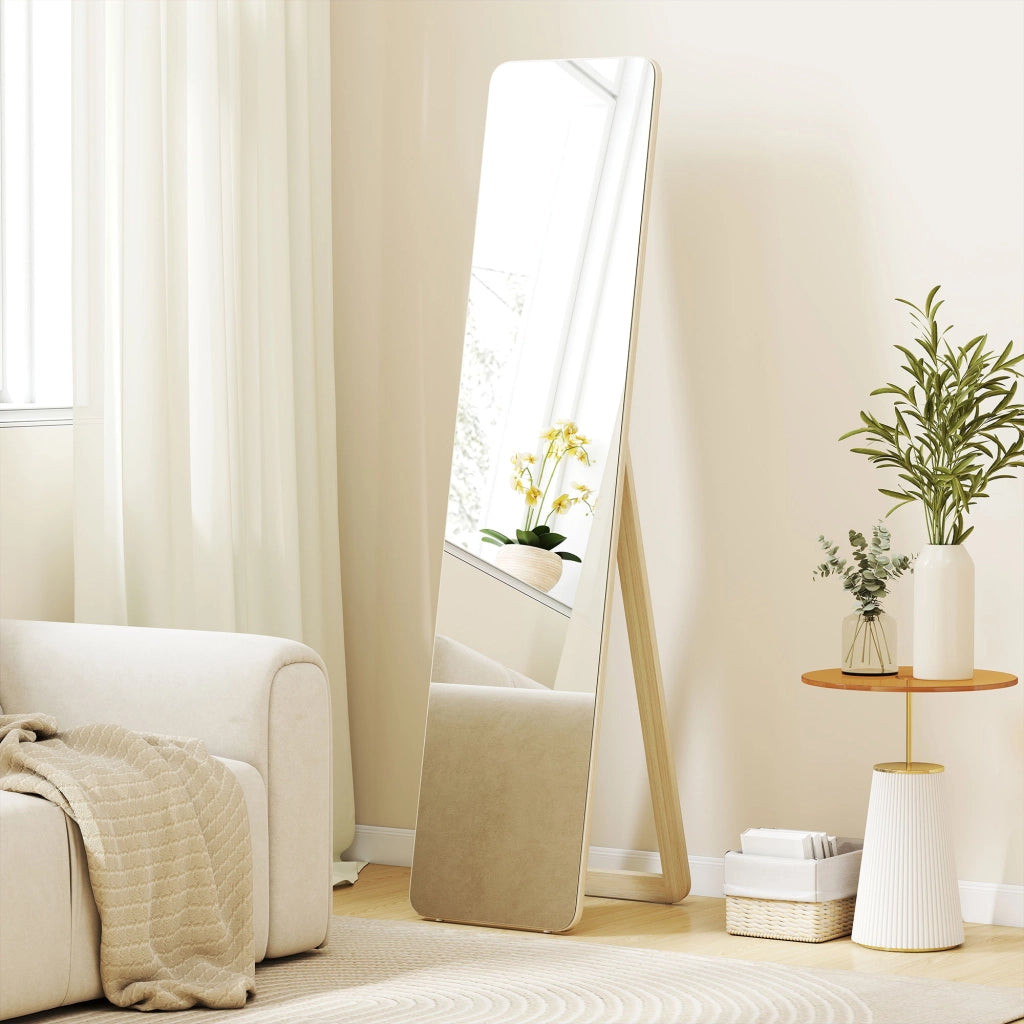 Specchio a Piede e Muro Rettangolare ¨C zephmum ¨C 37x43x156 cm Legno Naturale