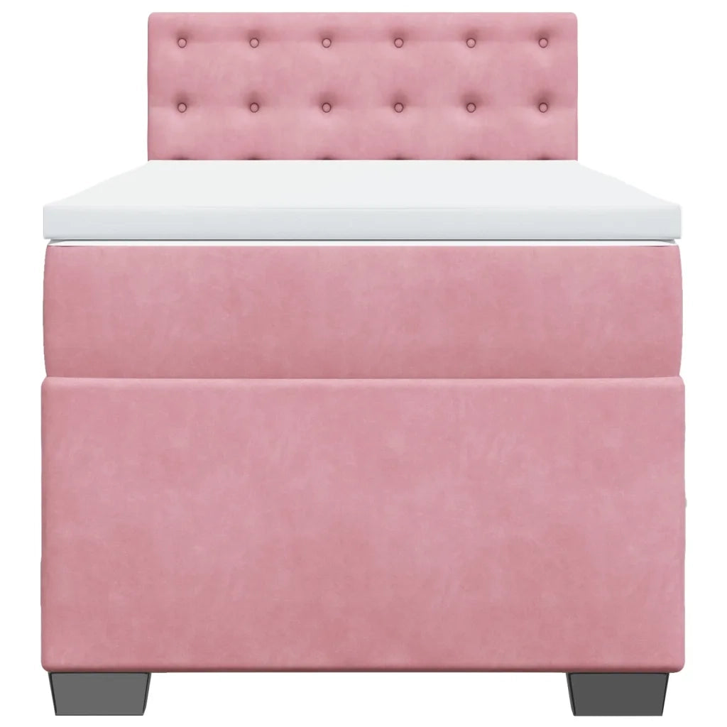 Giroletto a Molle con Materasso Rosa 90x190 cm in Velluto